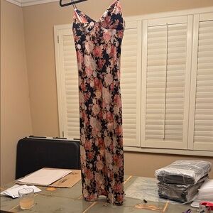 Floral Maxi Dress - Black and Pink
